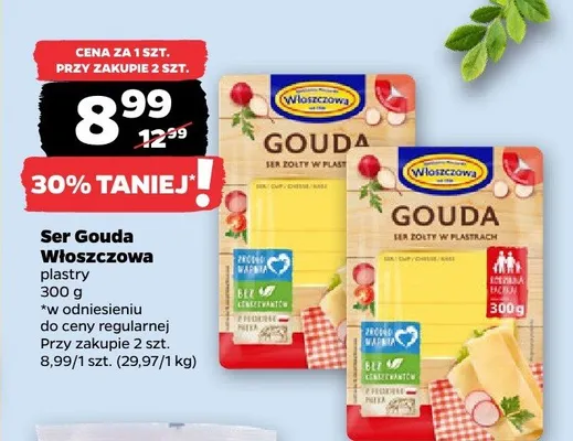 Ser Gouda Włoszczowa plastry promocja w Netto