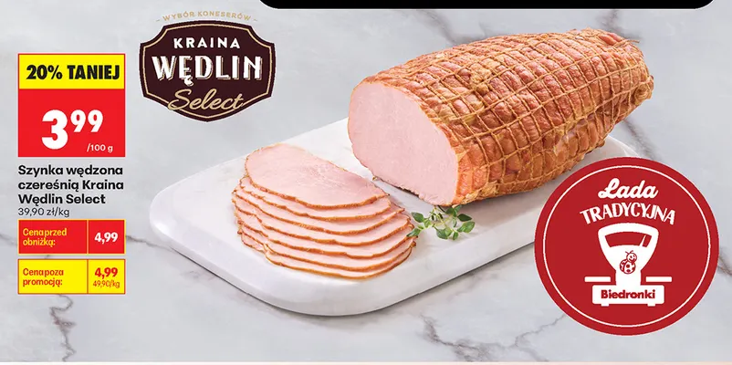 Szynka wędzona czereśnią Kraina Wędlin Select promocja w Biedronka