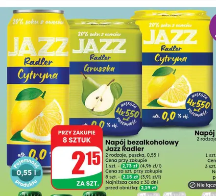 Piwo bezalkoholowe Napój bezalkoholowy Jazz Radler Gruszka promocja w Dino