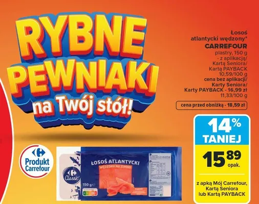 Łosoś atlantycki wędzony plastry promocja w Carrefour
