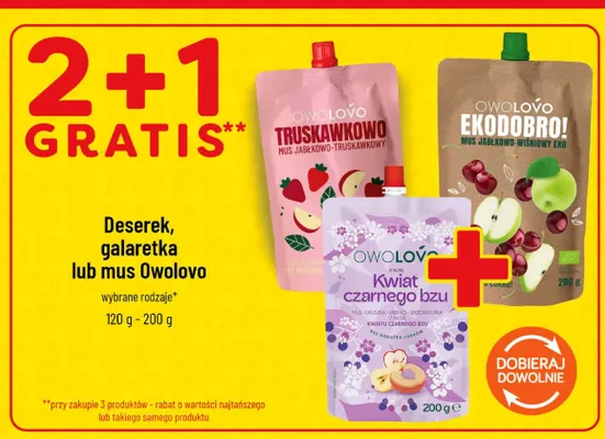 Mus jabłkowo-wiśniowy Owolovo Ekodobro promocja w POLOmarket
