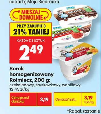 Serek homogenizowany Rolmlecz truskawkowy promocja w Biedronka