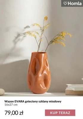 Wazon Evara gnieciony szklany miodowy 16x27 cm Homla promocja w Homla