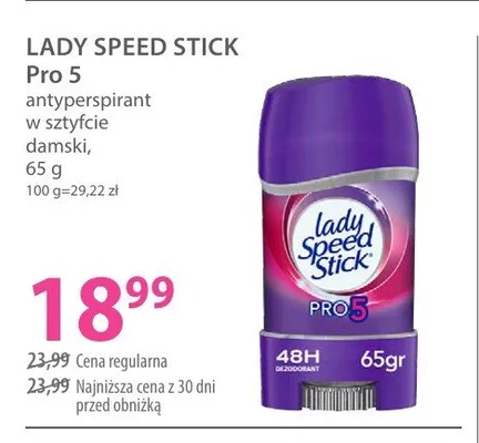 Antyperspirant w sztyfcie damski Lady Speed Stick Pro 5 promocja w Hebe