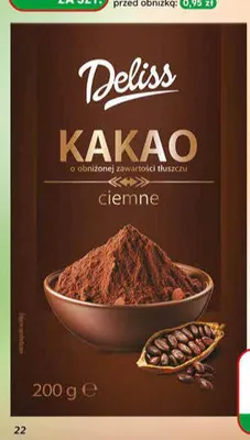 Kakao ciemne o obniżonej zawartości tłuszczu Deliss promocja w Dino