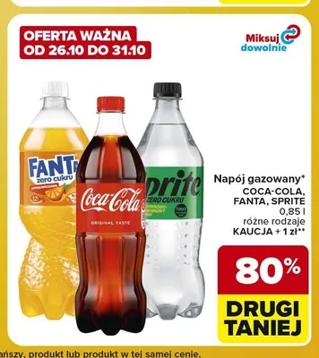 Napój gazowany Fanta zero cukru promocja w Carrefour Express