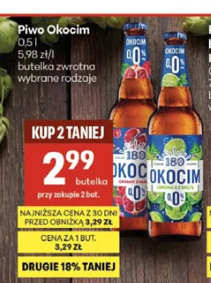 Piwo bezalkoholowe Okocim Limonka z Miętą promocja w Delikatesy Centrum