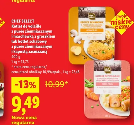 Danie gotowe Kotlet de volaille z purée ziemniaczanym i marchewką z groszkiem Chef Select promocja w Lidl