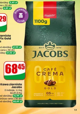 Kawa ziarnista 1,1 kg, 2 rodzaje promocja w Dino