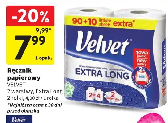 Ręcznik papierowy 2 warstwy, Extra Long promocja w Intermarche