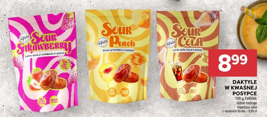 Daktyle w kwaśnej posypce sour peach promocja w Stokrotka