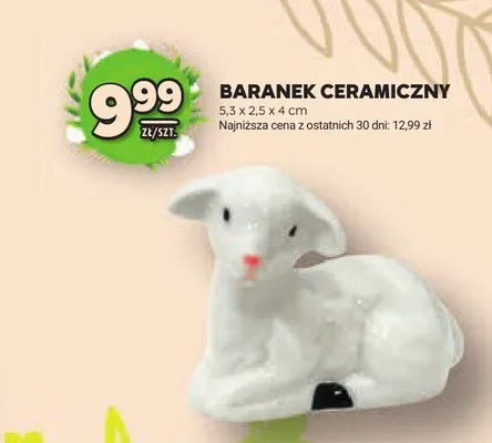 Baranek ceramiczny 5,3 x 2,5 x 4 cm promocja w Stokrotka