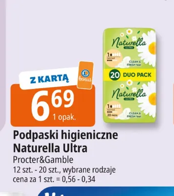 Podpaski higieniczne Naturella Ultra promocja w Leclerc