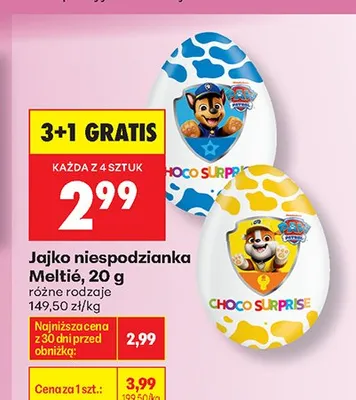 Jajko niespodzianka Meltié Choco Surprise niebieskie promocja w Biedronka