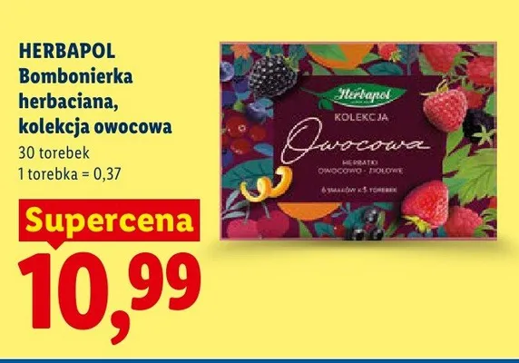 Bombonierka herbaciana kolekcja owocowa HERBAPOL promocja w Lidl