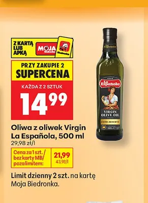 Oliwa z oliwek Virgin La Española promocja w Biedronka