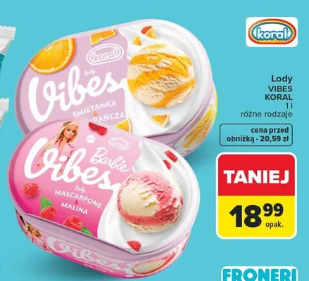 Lody Vibes Koral śmietanka pomarańcza promocja w Carrefour