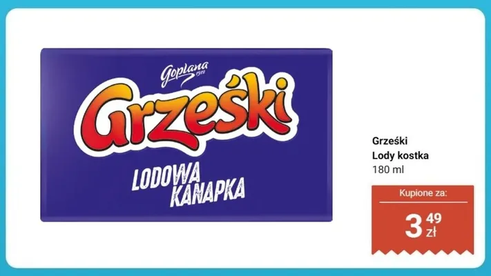 Lody kostka Grześki Lodowa Kanapka promocja w Dino