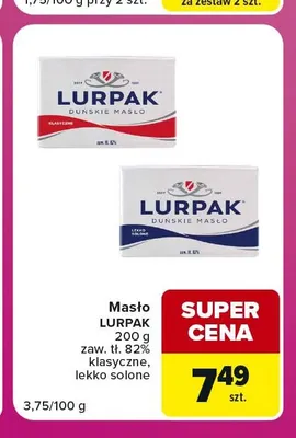 Masło Lurpak zaw. lekko solone 82% promocja w Carrefour Market
