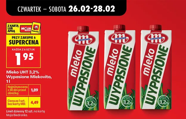 Mleko UHT 3,2% wypasione promocja w Biedronka