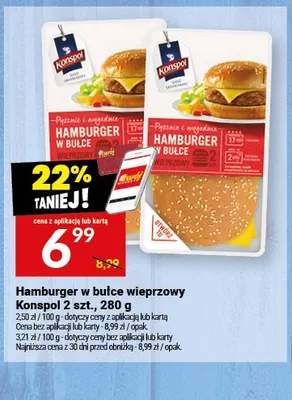 Hamburger w bułce wieprzowy Konspol 2-pak promocja w Twój Market