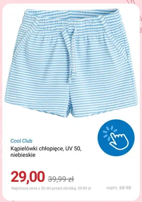 Kąpielówki chłopięce Cool Club UV 50 niebieskie promocja w Smyk