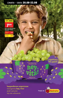Winogrona bio Hey, vita! promocja w Biedronka