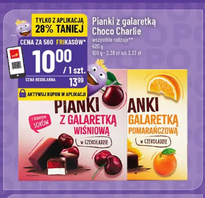 Pianki z galaretką wiśniową w czekoladzie Choco Charlie promocja w POLOmarket