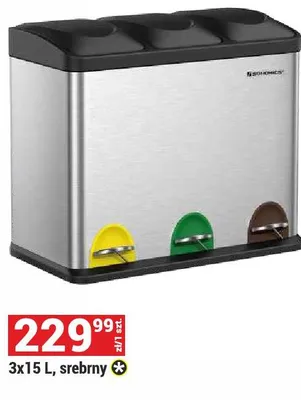 Kosz na śmieci 3x15l srebrny promocja w Merkury Market