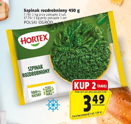 Szpinak rozdrobniony Hortex promocja w Prim Market
