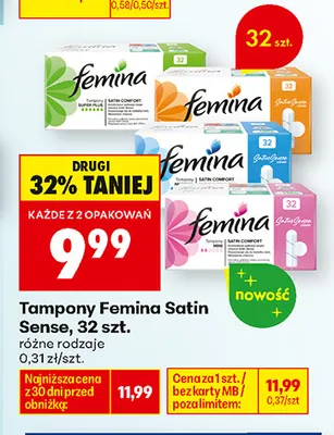 Tampony Femina Satin Sense promocja w Biedronka