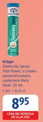 Elektrolity Senior Vital Power, o smaku pomarańczowym, suplement diety promocja w Drogerie DM