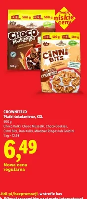 Płatki śniadaniowe Crownfield XXL Choco Kulki promocja w Lidl