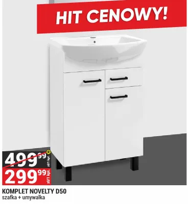 KOMPLET NOVELTY D50 szafka + umywalka SERIA NOVELTY kolor biały promocja w Merkury Market