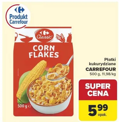 Płatki kukurydziane corn flakes promocja w Carrefour Market