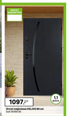 Drzwi wejściowe Helios 90 cm promocja w Leroy Merlin