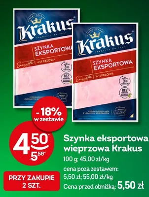 Szynka eksportowa wieprzowa Krakus promocja w Żabka