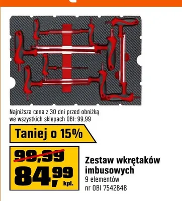 Zestaw wkrętaków imbusowych 9 elementów promocja w OBI