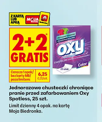 Jednorazowe chusteczki chroniące pranie przed zafarbowaniem Oxy Spotless promocja w Biedronka