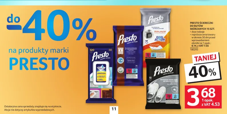 Ściereczki do butów skórzanych Presto promocja w Selgros