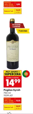 Wino czerwone wytrawne pegões syrah promocja w Biedronka