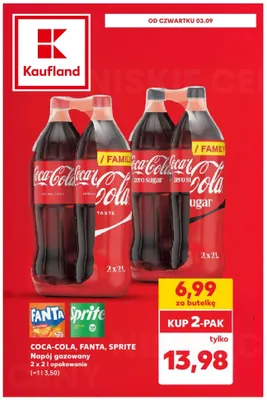 Napój gazowany Coca-Cola Zero Sugar 2-pak 2 l promocja w Kaufland