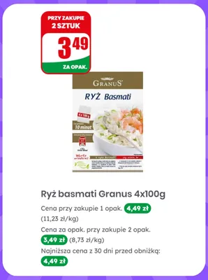 Ryż basmati Granus 4-pak 100 g promocja w Dino