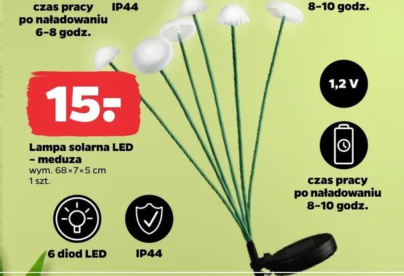 Lampa solarna LED meduza wym. 68x7x5cm promocja w Netto
