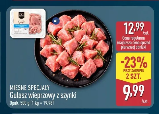 Gulasz wieprzowy z szynki Mięsne Specjały promocja w Aldi