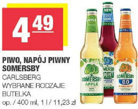 Piwo, napój piwny Somersby butelka wybrane rodzaje promocja w SPAR