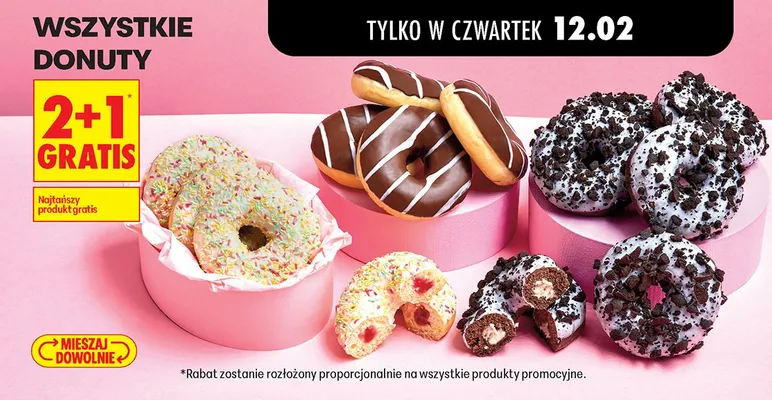 Wszystkie donuty 2+1 GRATIS promocja w Biedronka