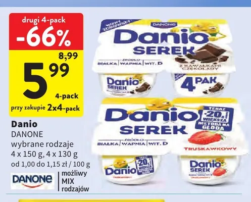 Serek Danio 4-pak Danone promocja w Intermarche