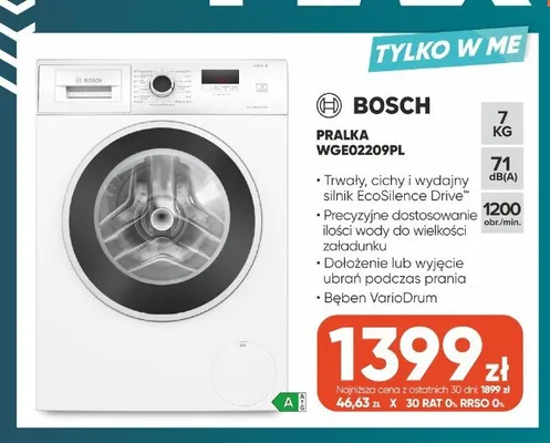 Pralka Bosch WGE02209PL promocja w Max Elektro
