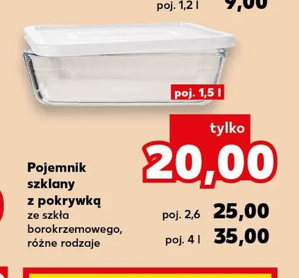 Pojemnik szklany z pokrywką ze szkła borokrzemowego poj. 2,6 l promocja w Kaufland